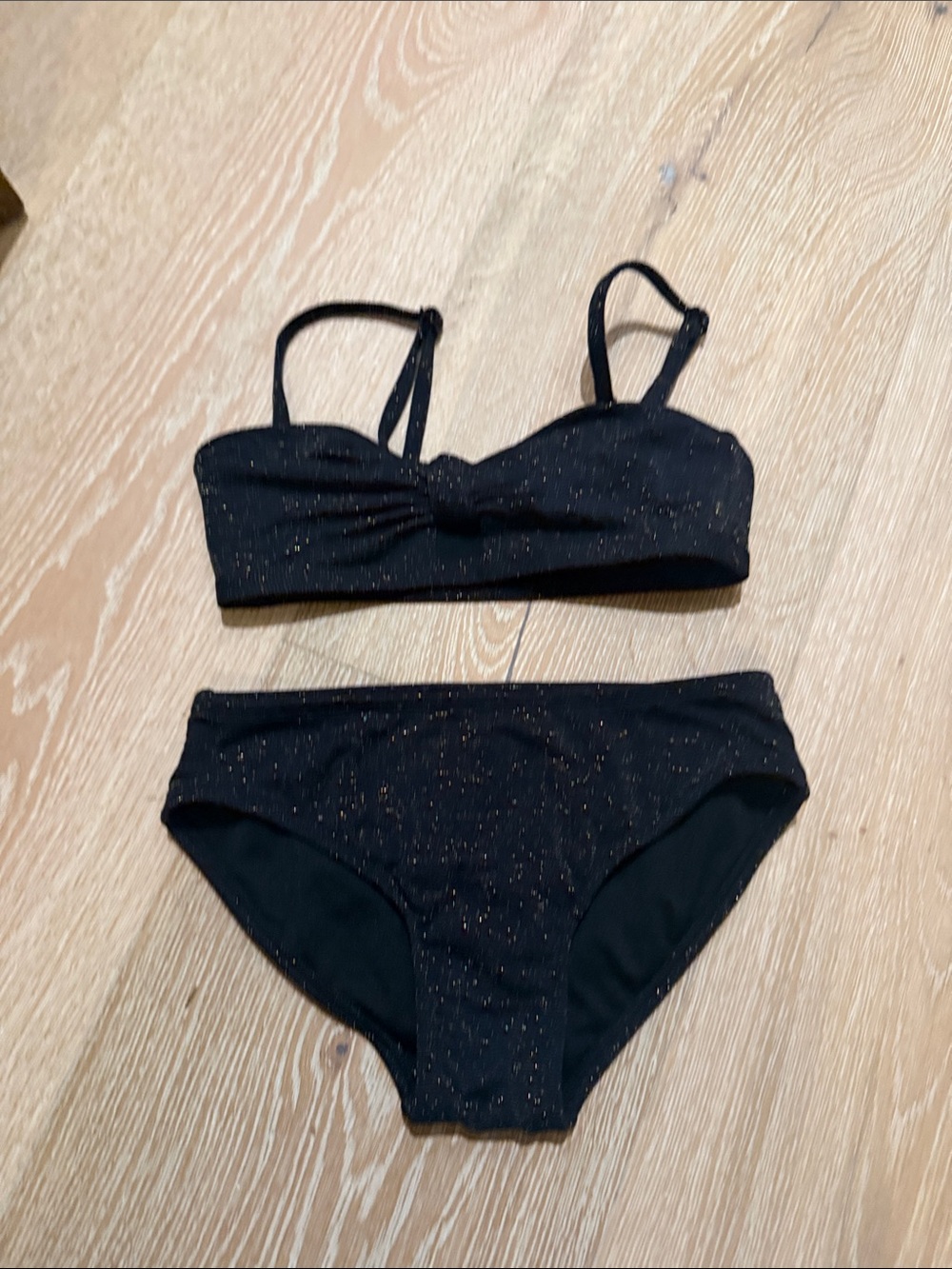 Art Class Girls M (8) Black Sparkle Bikini Set